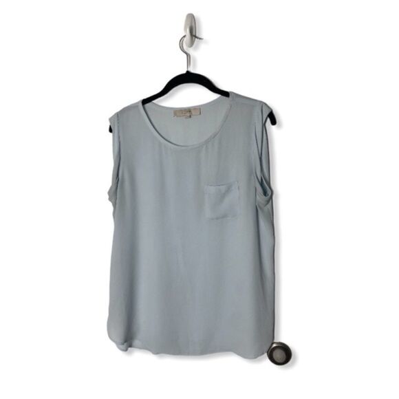 Ann Taylor LOFT Women’s Size M Blue Lightweight Sheer Blouse Cap Sleeve Top - Picture 2 of 3